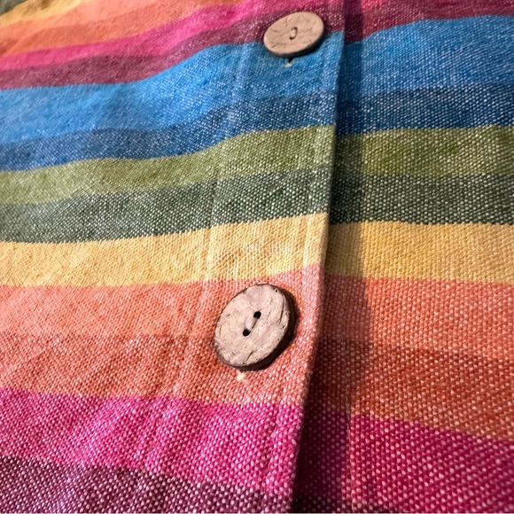 Coldwater Creek Rainbow Striped Linen Blend Shirt Jacket Shacket Button Up Sz M - Picture 8 of 8